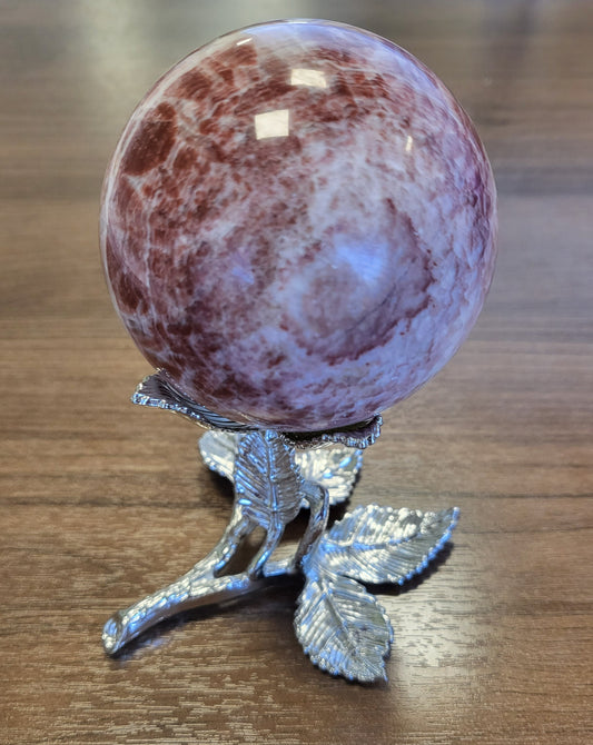 Pork Stone Sphere /Dali/Rhodochrosite With Flower Sphere Holder
