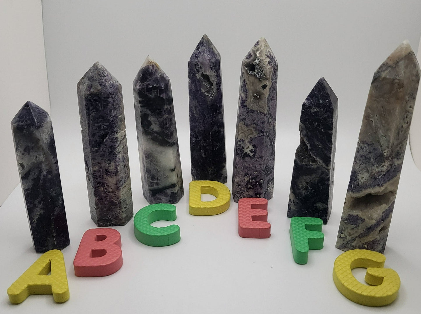 Purple Spharalite in Quartz and Jasper Tower Points