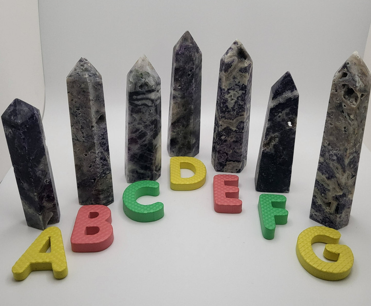Purple Spharalite in Quartz and Jasper Tower Points