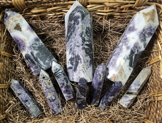Purple Spharalite in Quartz and Jasper Tower Points