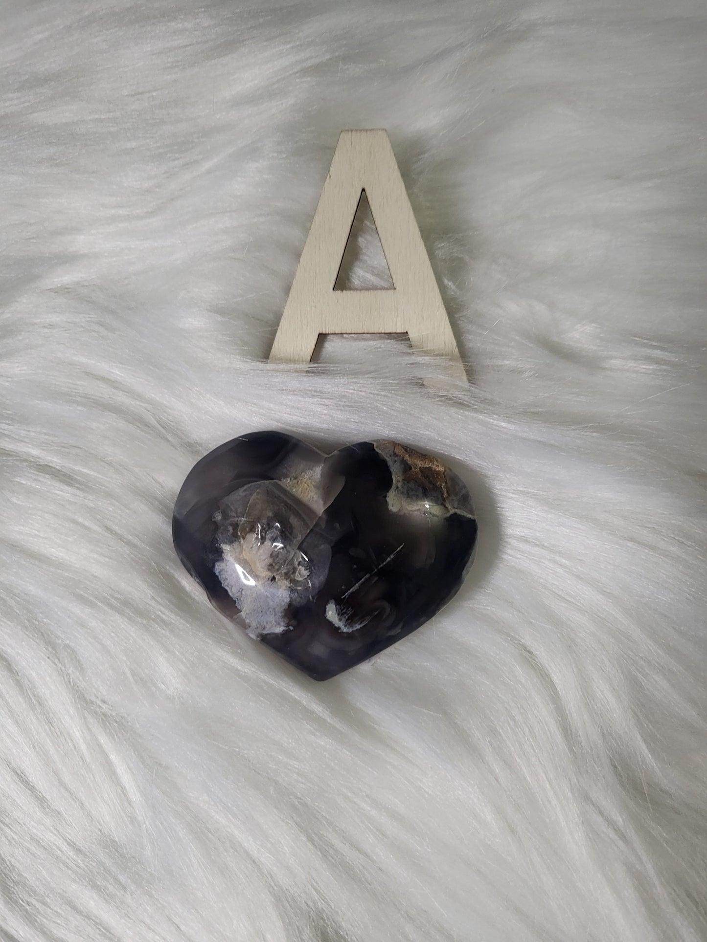 Flower Agate - Black Flower Agate Hearts