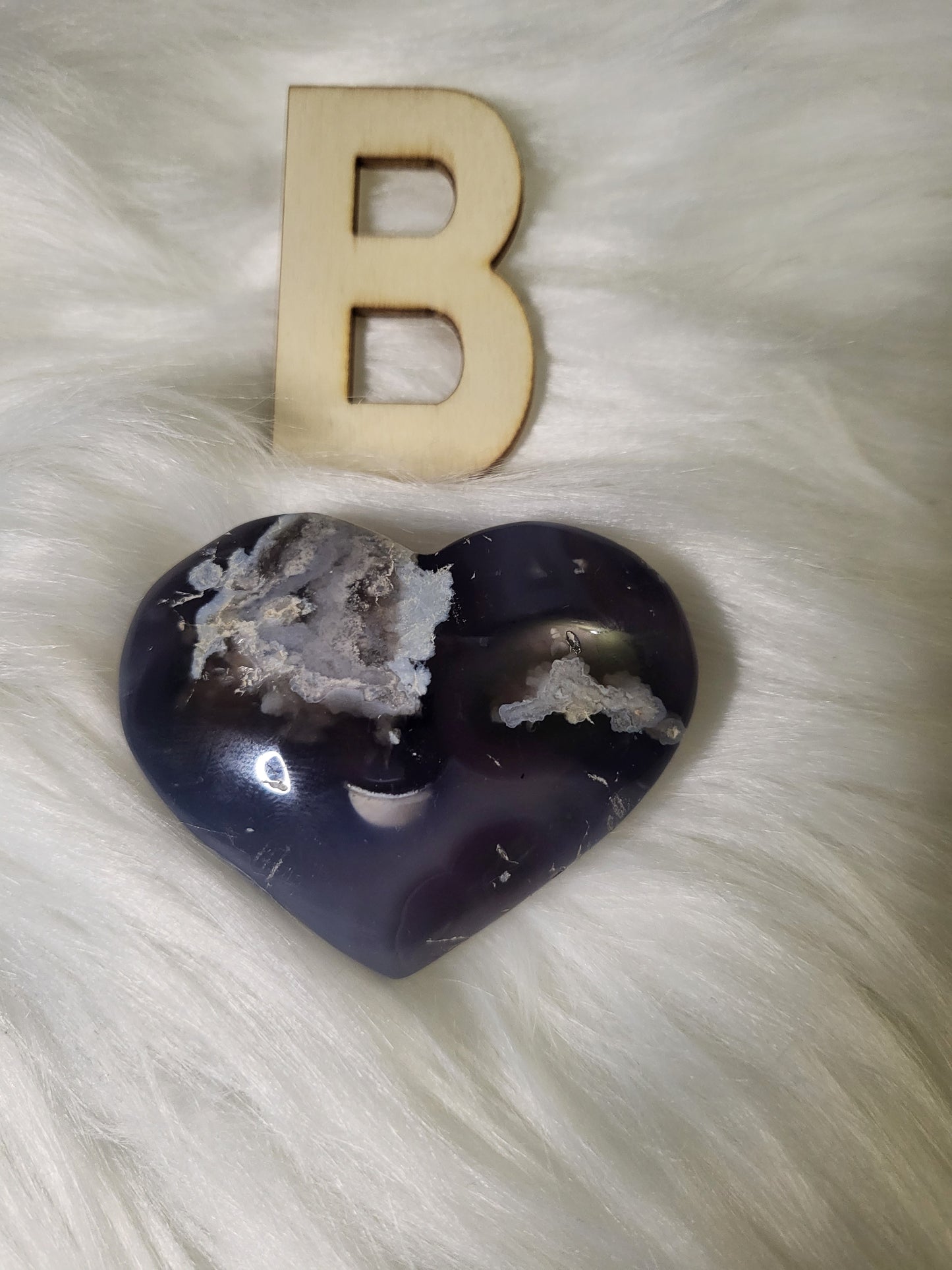 Flower Agate - Black Flower Agate Hearts