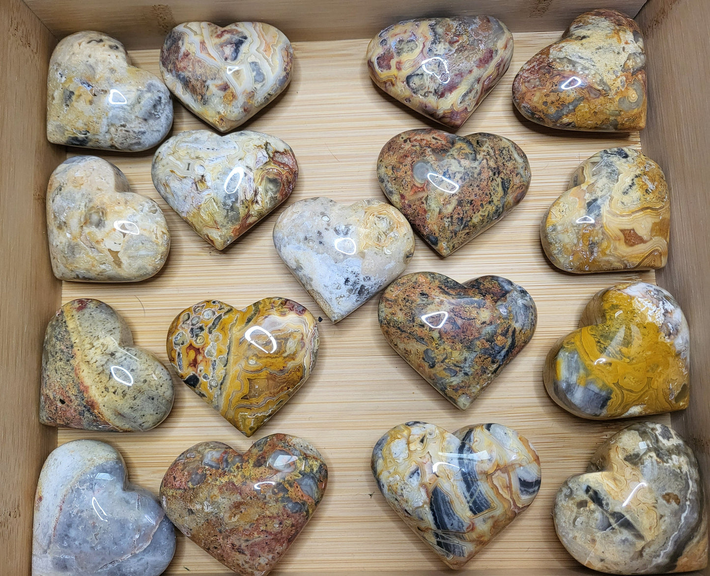 Crazy Agate Hearts