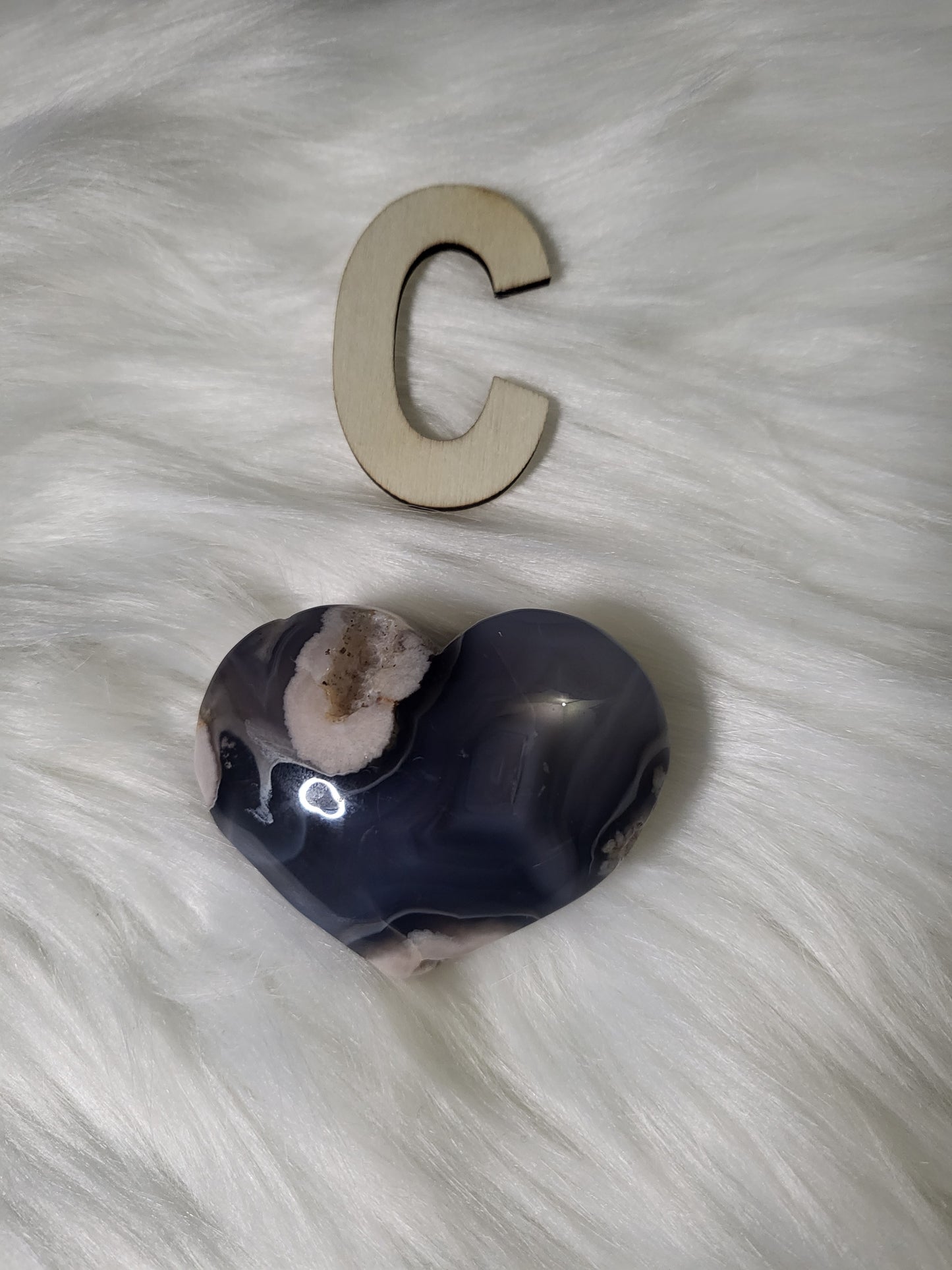 Flower Agate - Black Flower Agate Hearts