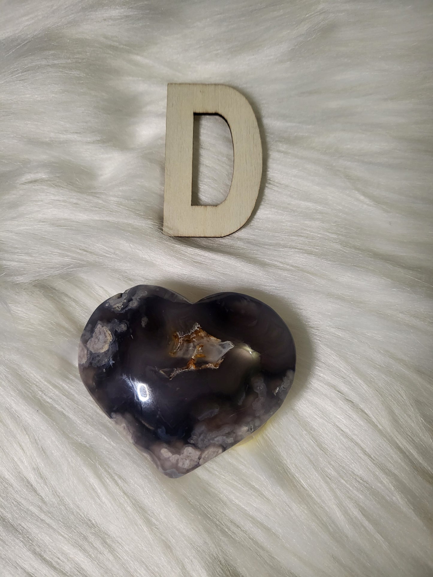Flower Agate - Black Flower Agate Hearts